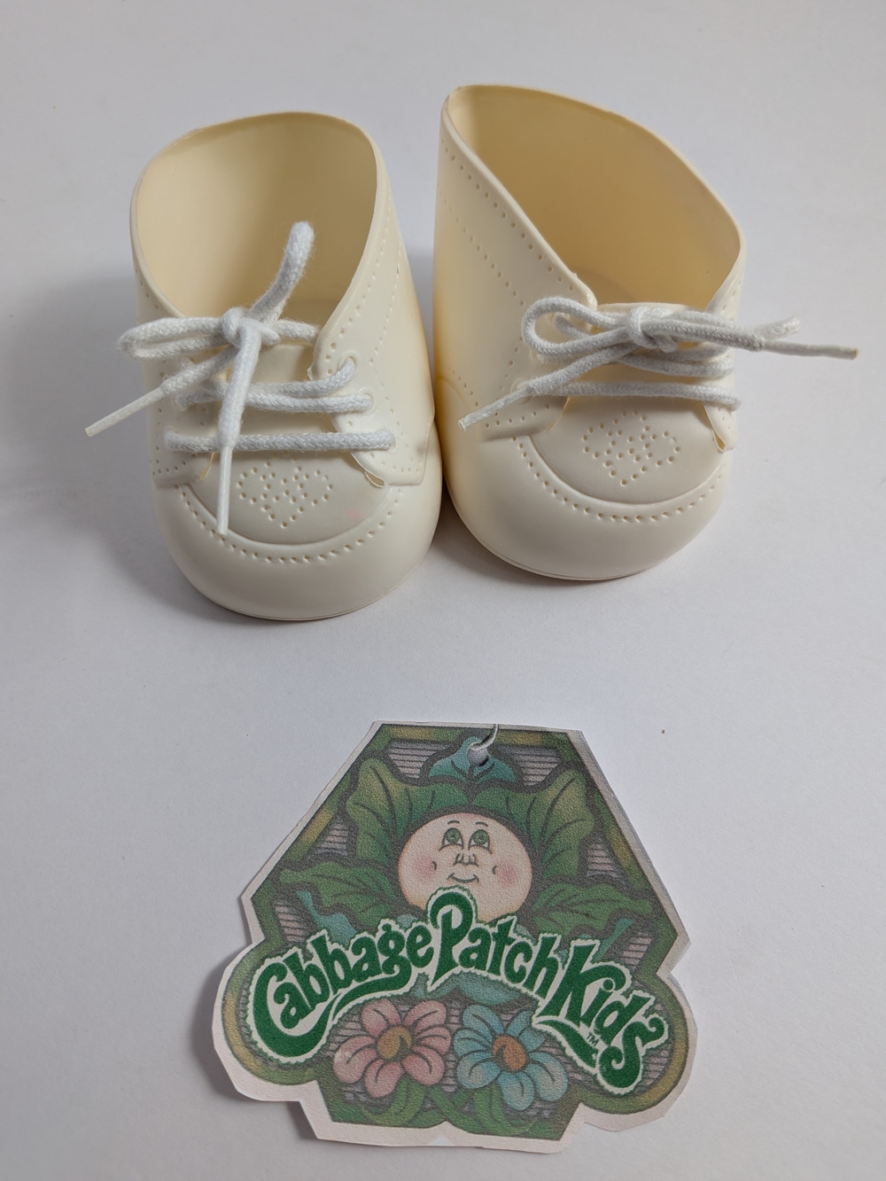 Cabbage Patch Kids Doll Shoes Lace Up White Saddle Shoes OK Vtg CPK